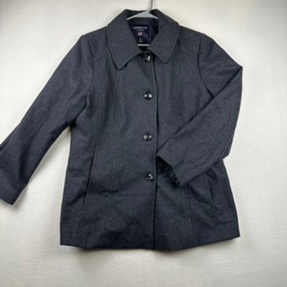 London Fog Wool Blend Coat Womens XL Gray Pea Coat Classic Winter Outerwear